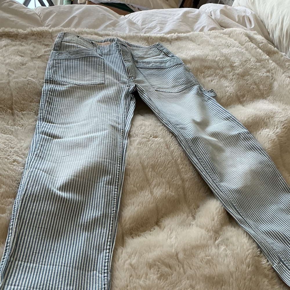 PILCRO PANTS FROM ANTHROPOLOGIE Striped Blue and White Pants